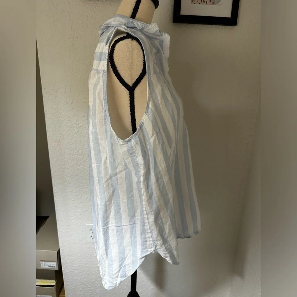 J.Crew Factory Striped linen-cotton sleeveless popover tunic top - Picture 4 of 6